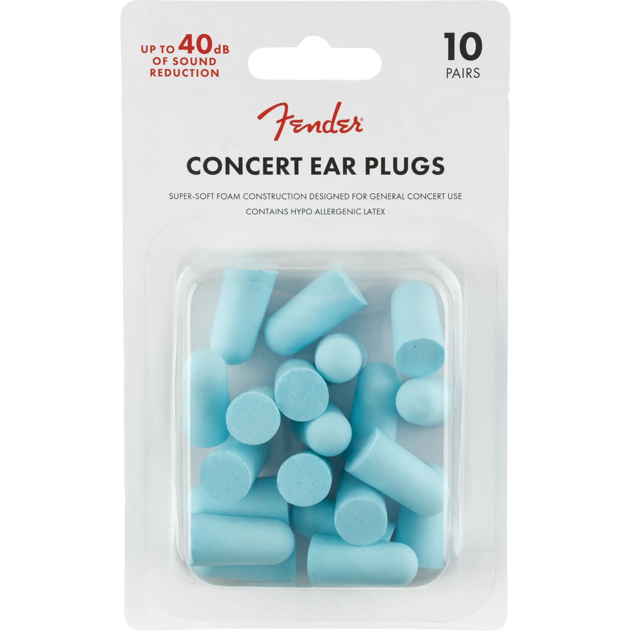 Fender Concert Ear Plugs 10 Pairs Daphne Blue