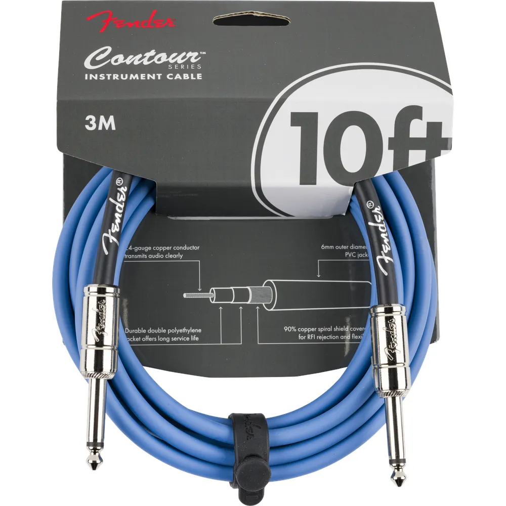 Fender Contour 10 Guitar Cable | Lake Placid Blue