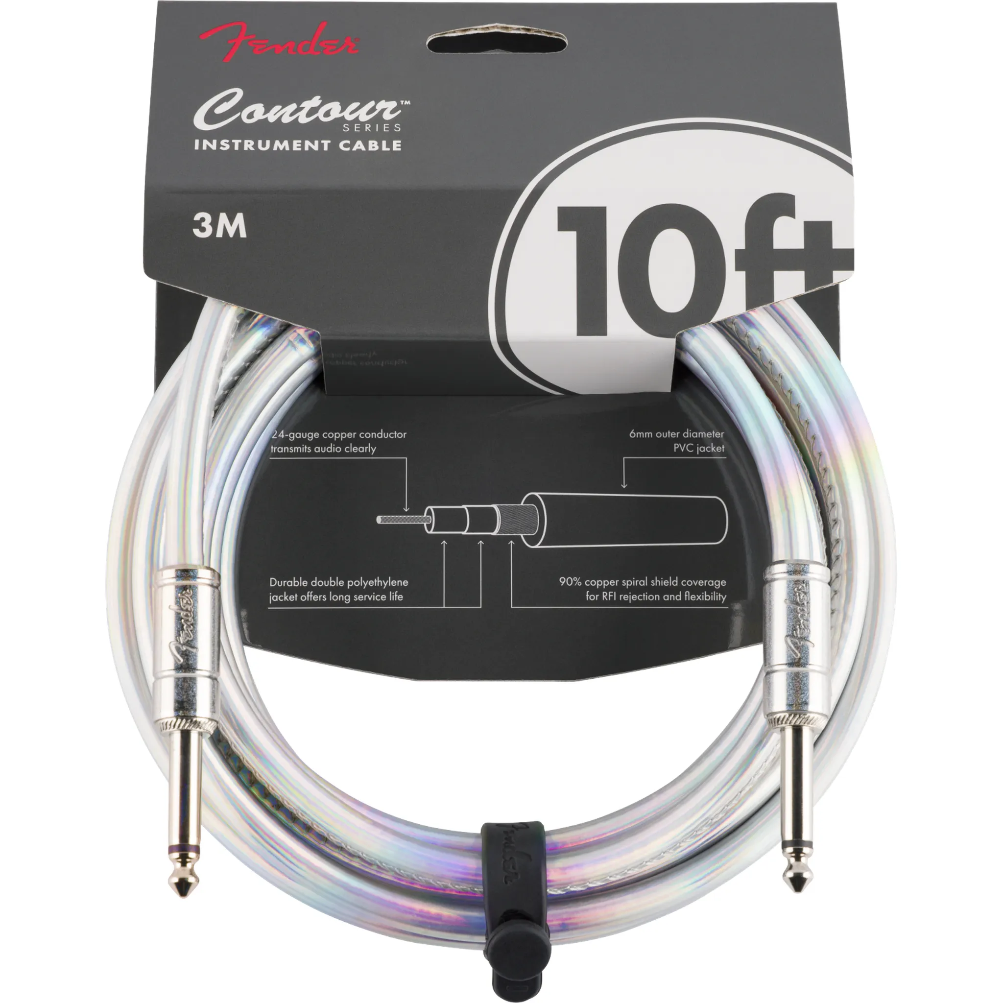 Fender Contour Galaxy Instrument Cable - Iridescent 10ft - Image 3