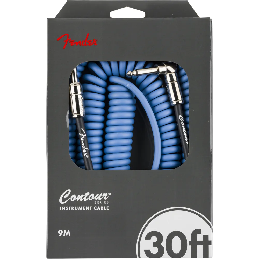 Fender Contour 30 Coiled Guitar Cable | Lake Placid Blue