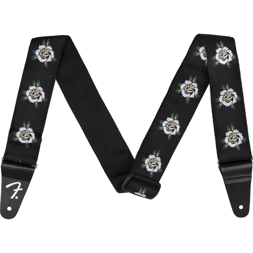 Fender 2 Inch Rose Guitar Strap White Jacquard