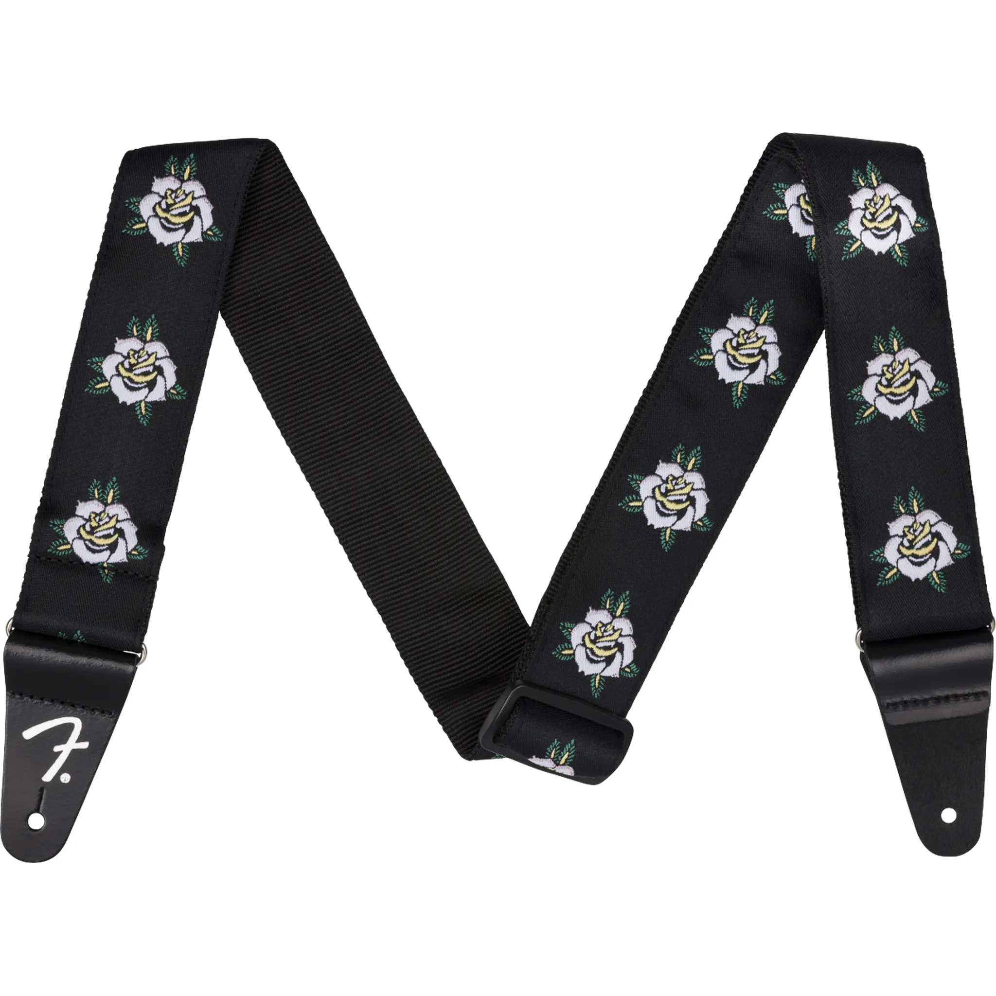 Fender 2 Inch Rose Guitar Strap White Jacquard