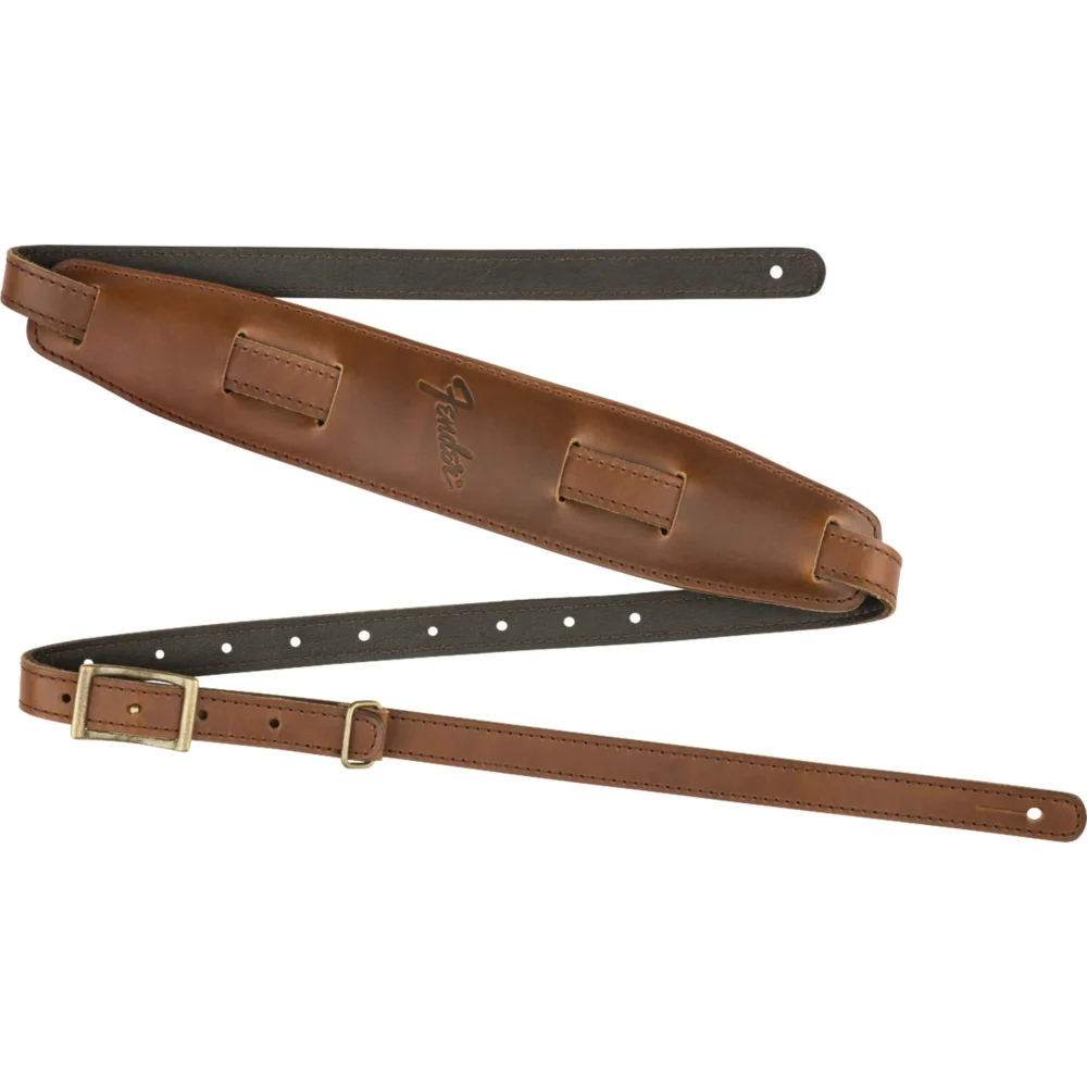 Fender Mustang Leather Saddle Strap - Long (Cognac)