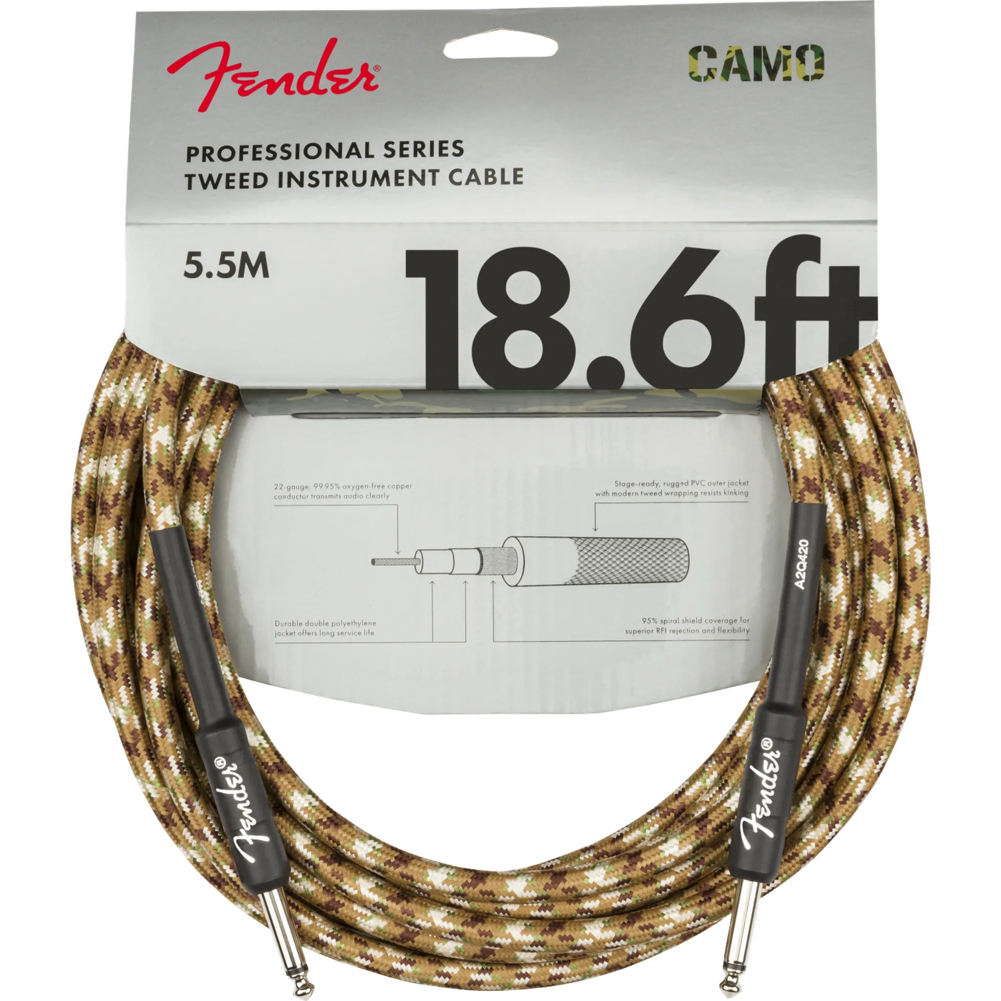 Fender Professional Series Instrument Cable - Desert Camo 18.6ft - Image 2