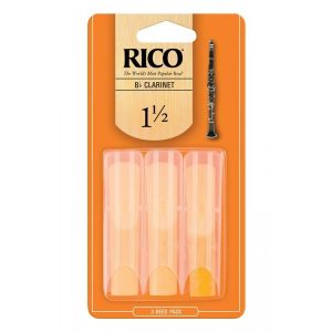 Rico Clarinet Reeds B Flat Size 1.5 - 3 Pack