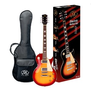 SX Electric Guitar LP Style Beginners Starter Package and Accessories Cherry Sunburst