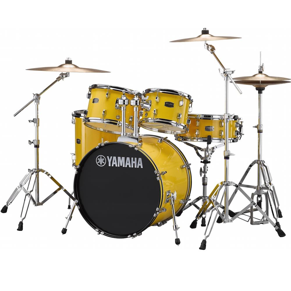 Yamaha Rydeen Fusion Acoustic Drum Kit 20 inch Mellow Yellow with Cymbals and Stool
