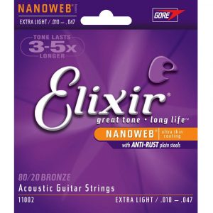 Elixir Acoustic 80/20 Bronze with Nanoweb Coating Extra Light 10-47 Strings