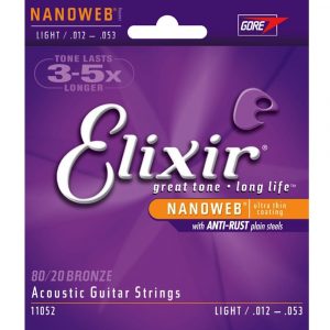 Elixir Acoustic 80/20 Bronze with Nanoweb Coating Light 12-53 Strings