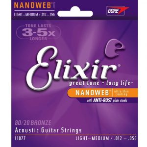 Elixir Acoustic 80/20 Bronze with Nanoweb Coating Light Medium 12-56 Strings