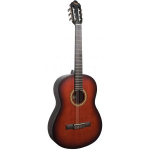Valencia VC203H 3/4 Size Hybrid Thin Neck Classical Nylon Guitar Classic Sunburst