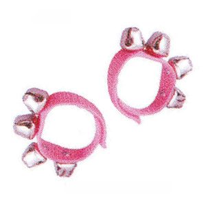 MP Pair of 4 Bells Attached to a Poly Velcro Strap Pink