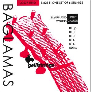 Galli baglama silver plated wound loop end strings