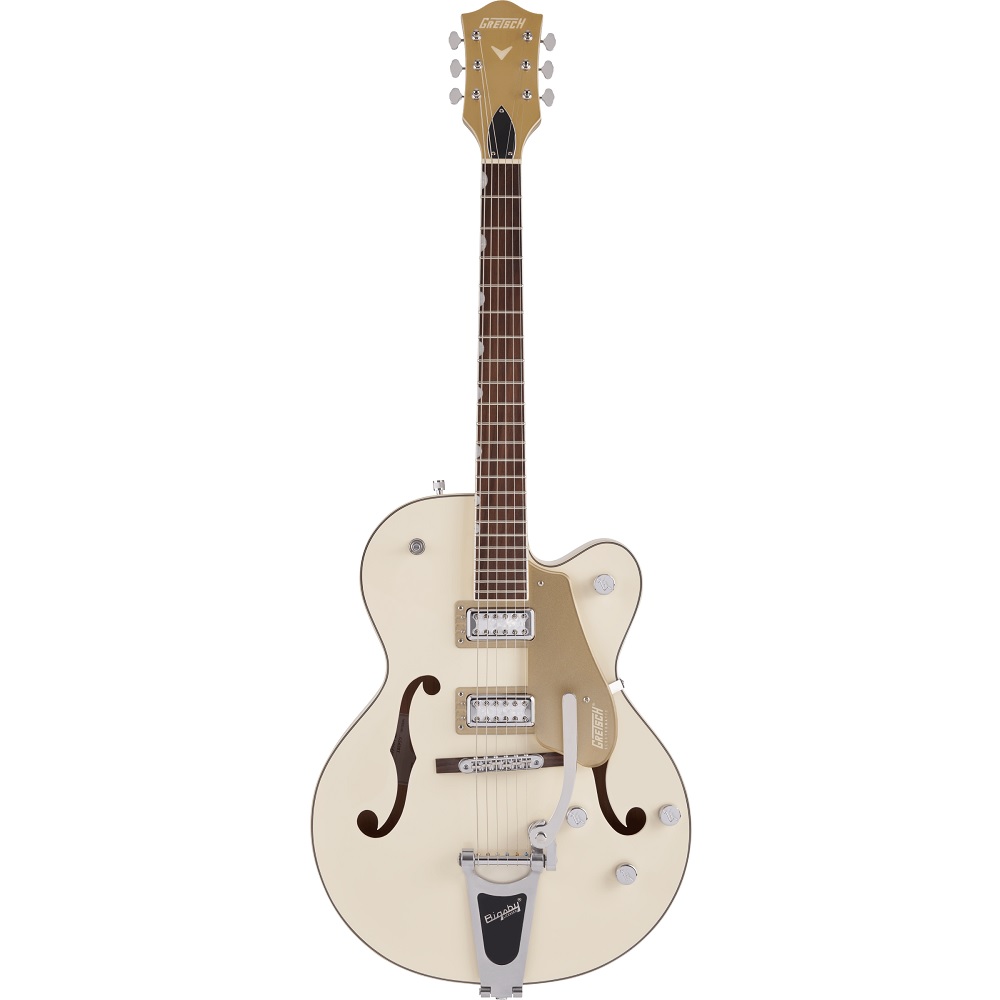 white and gold gretsch guitar