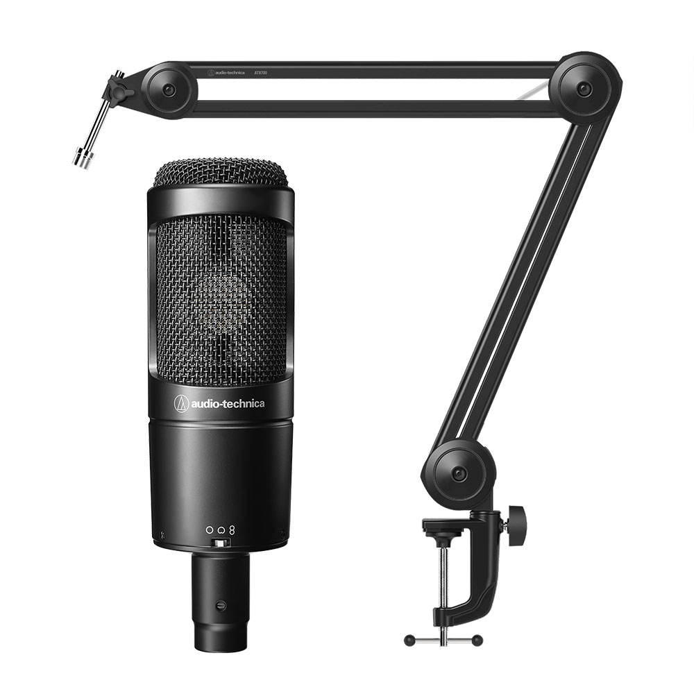 Audio Technica AT2050 Large Diaphragm Multi-pattern Condenser Studio Microphone + Adjustable Boom Arm