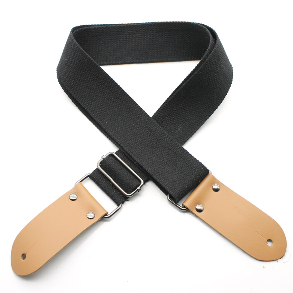 DSL Straps 2 Inch Cotton Guitar Strap Black - Made in Australia