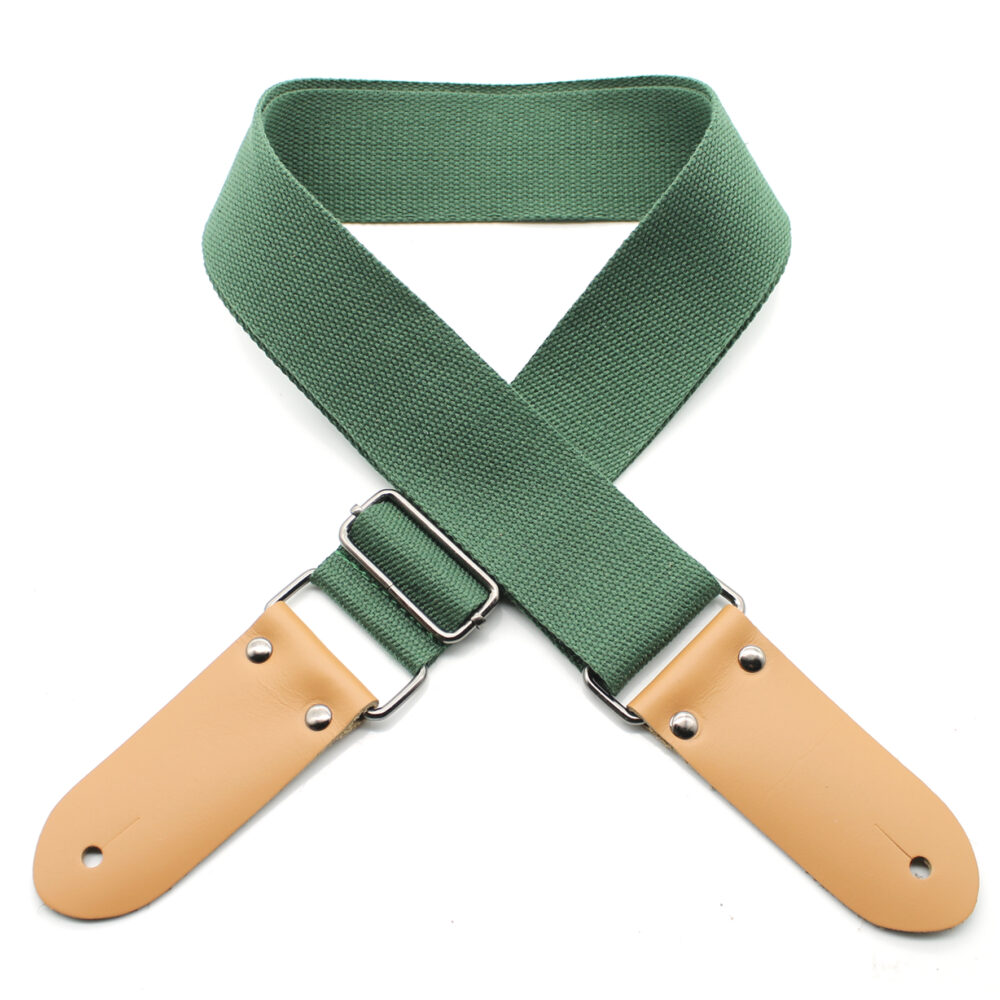 DSL Straps 2 Inch Cotton Guitar Strap Green - Made in Australia