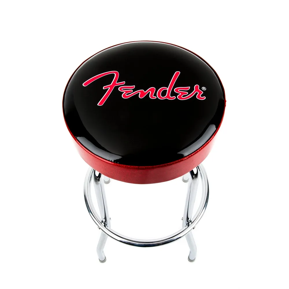 Fender Red Sparkle Logo Barstool Black and Red Sparkle 30 Inch