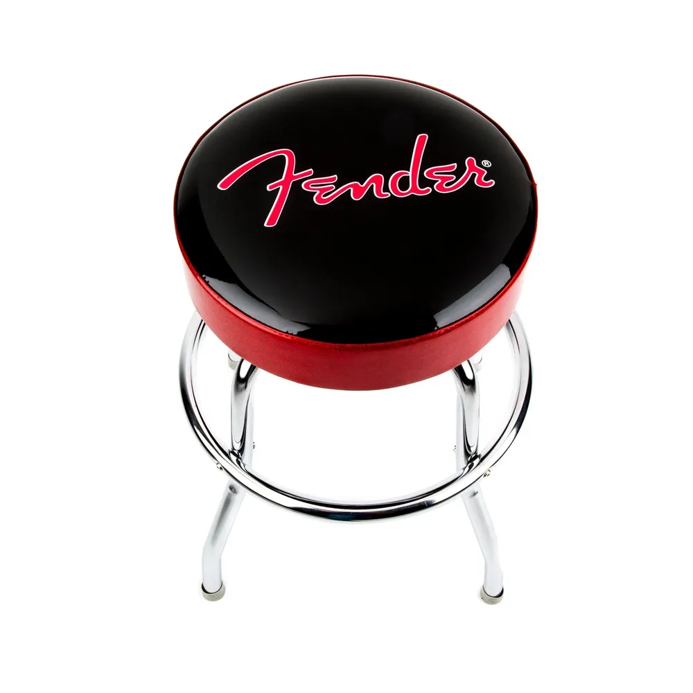 Fender Red Sparkle Logo Barstool Black and Red Sparkle 24 Inch