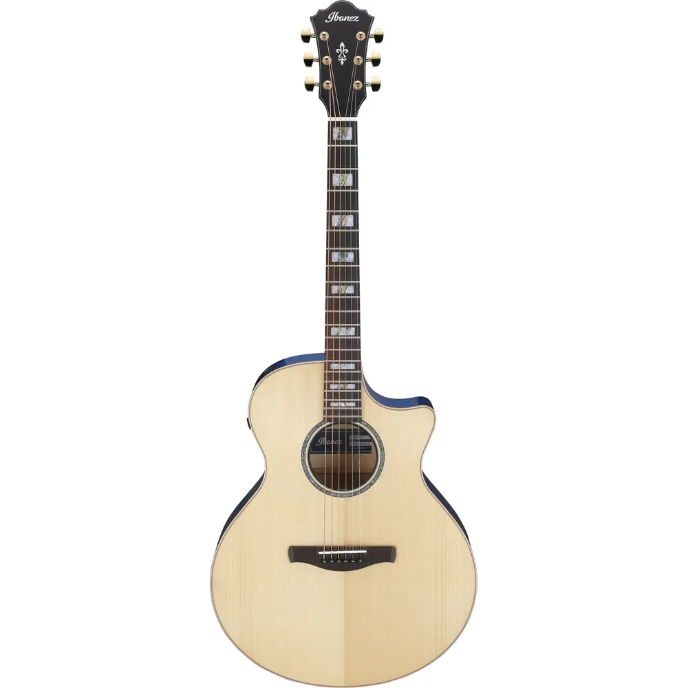 Ibanez AE390NTA Electro Acoustic Guitar Natural High Gloss Top Aqua Blue