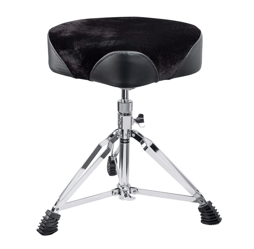 DXP DA1250 Deluxe drum throne Heavy duty stool with large padded plush saddle style seat. Quick release spindle height adjustment 50cm to 62cm, with memory lock. Seat width 40cm x 35cm x 10.5cm. Designed by professionals, DXP Drum hardware and accessories have proven to be a world wide better for quality and Build