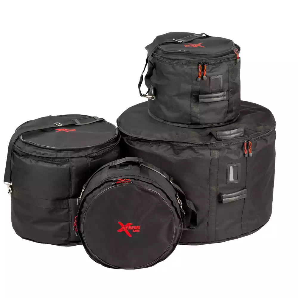 Xtreme DA578PR 4-Piece 24 Inch Rock Drum Bag Set - Black Nylon