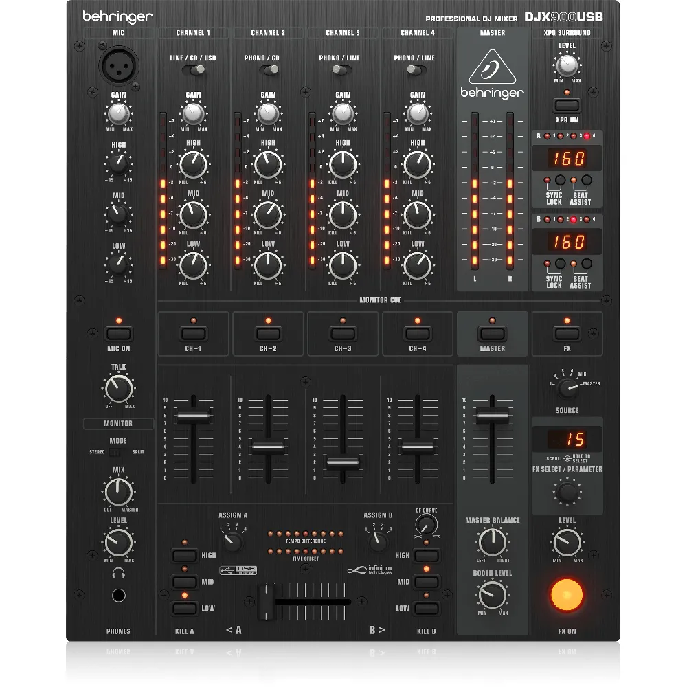 Behringer DJX900USB 5-Channel DJ Mixer Digital Effects and USB/Audio Interface
