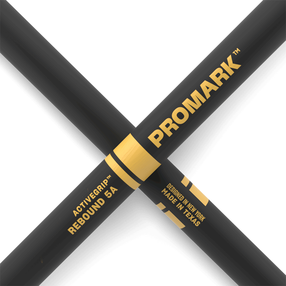 ProMark Rebound 5AB ActiveGrip Hickory Drumsticks - Presa Migliorata Per Batteria Di Precisione - Punta In Legno Di Ghianda - 1 Paio
