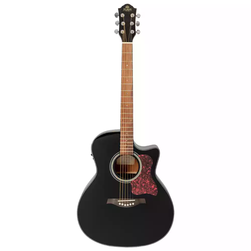 Gilman GA12CEBK 60 Series Grand Auditorium Electric/Acoustic Guitar – Black Gloss