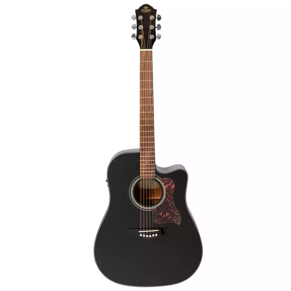 Gilman GD10CEBK 50 Series Dreadnought Electric/Acoustic Guitar – Black Gloss