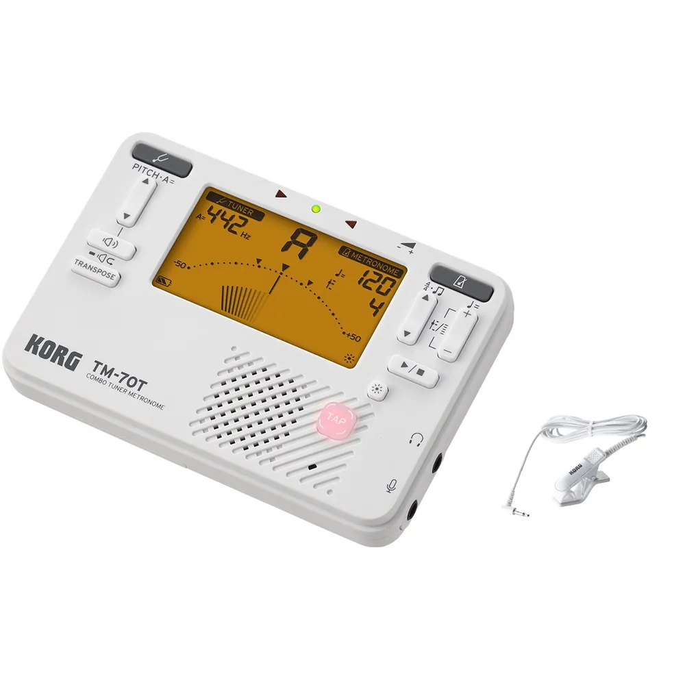 Korg TM-70T Combined Tuner and Metronome with Contact | White