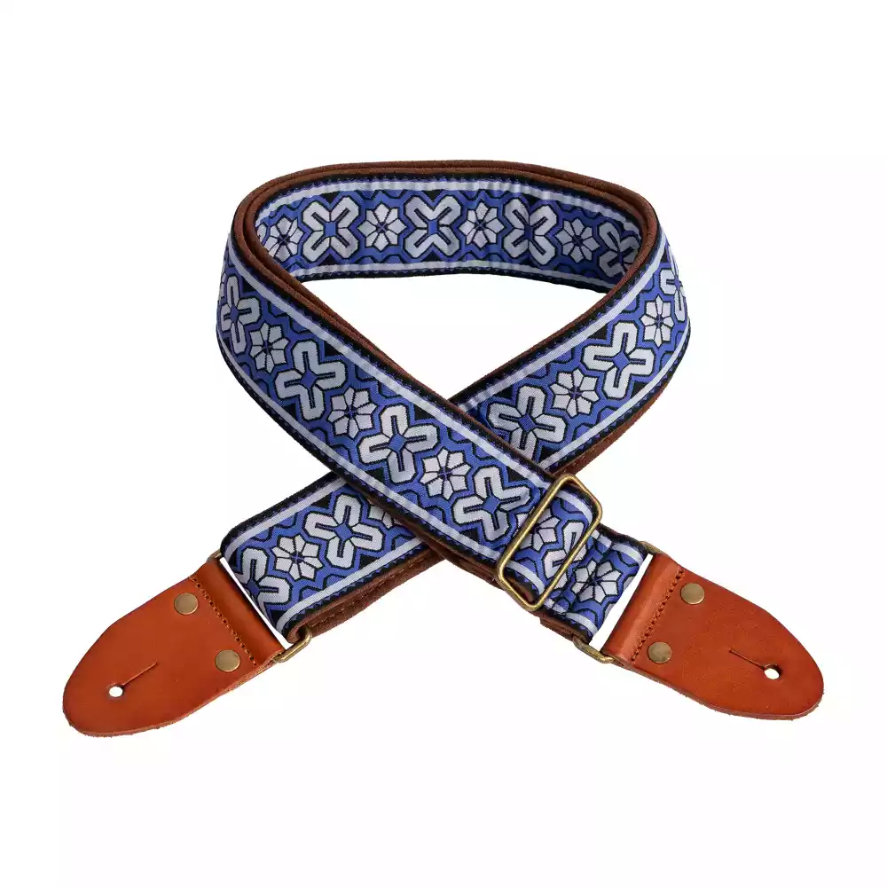 XTR LS434 Vintage Deluxe Series 2-Inch Guitar Strap - Blue