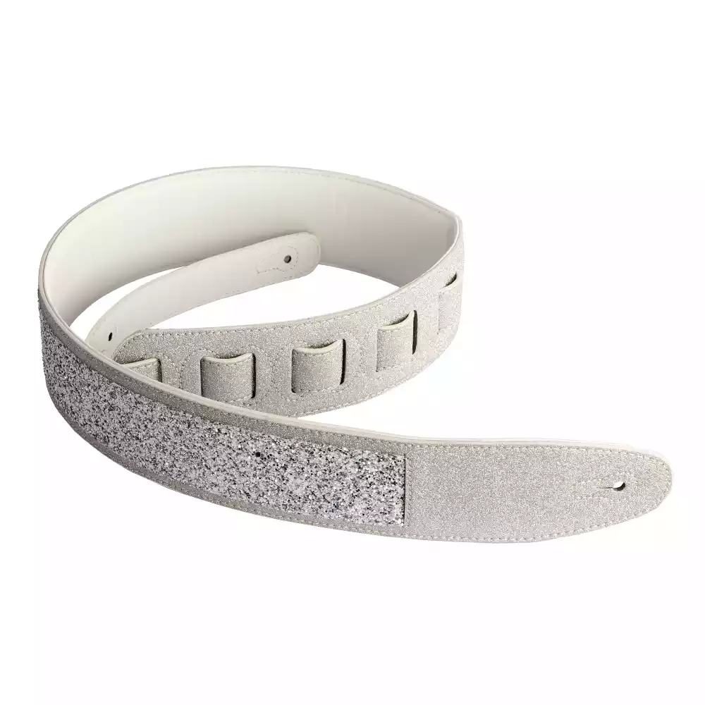 XTR LSTS1 Super Soft 2½ Inch Guitar Strap - Silver glitter