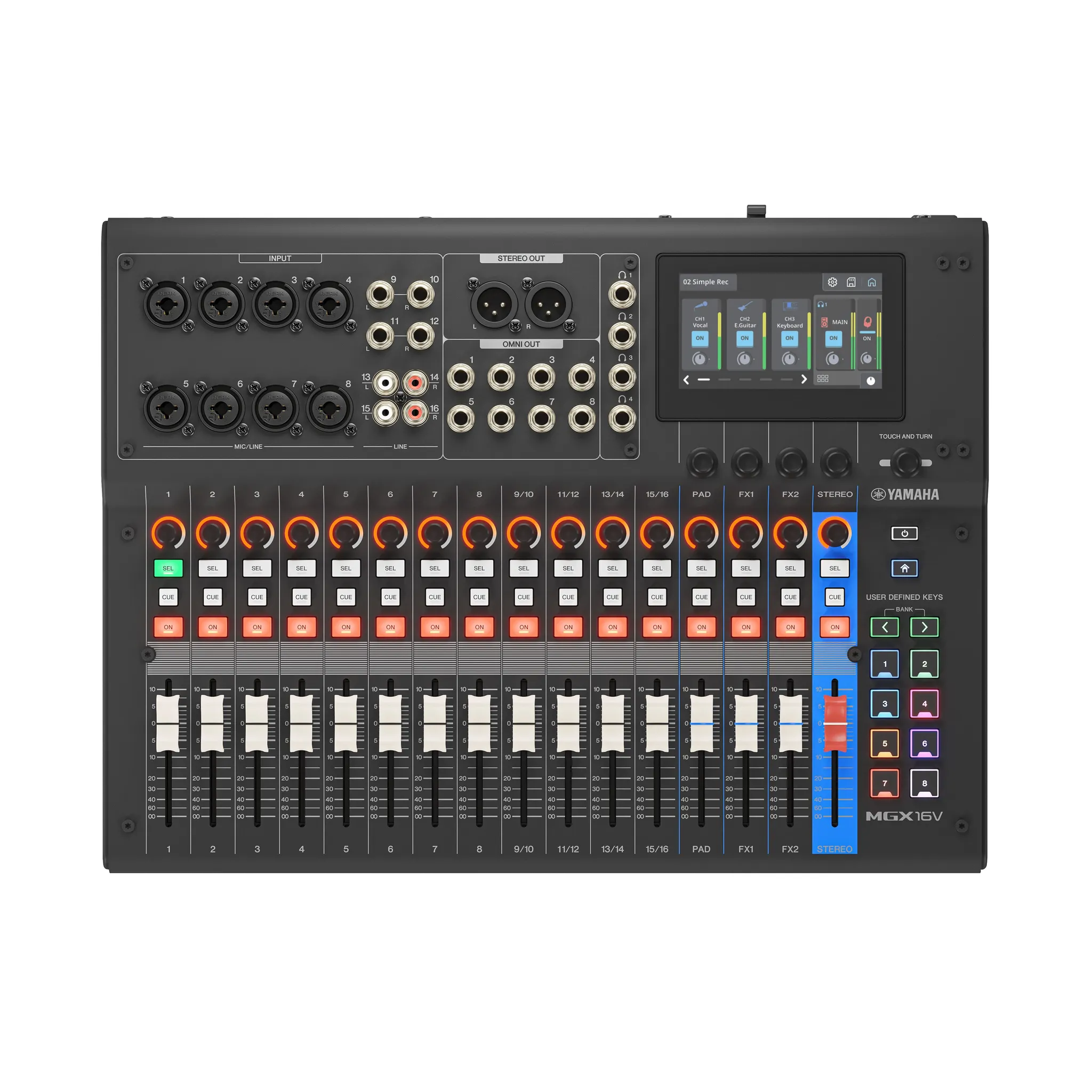Yamaha MGX16V 22-Channel Digital Mixing Console w/ Video Capture- Black