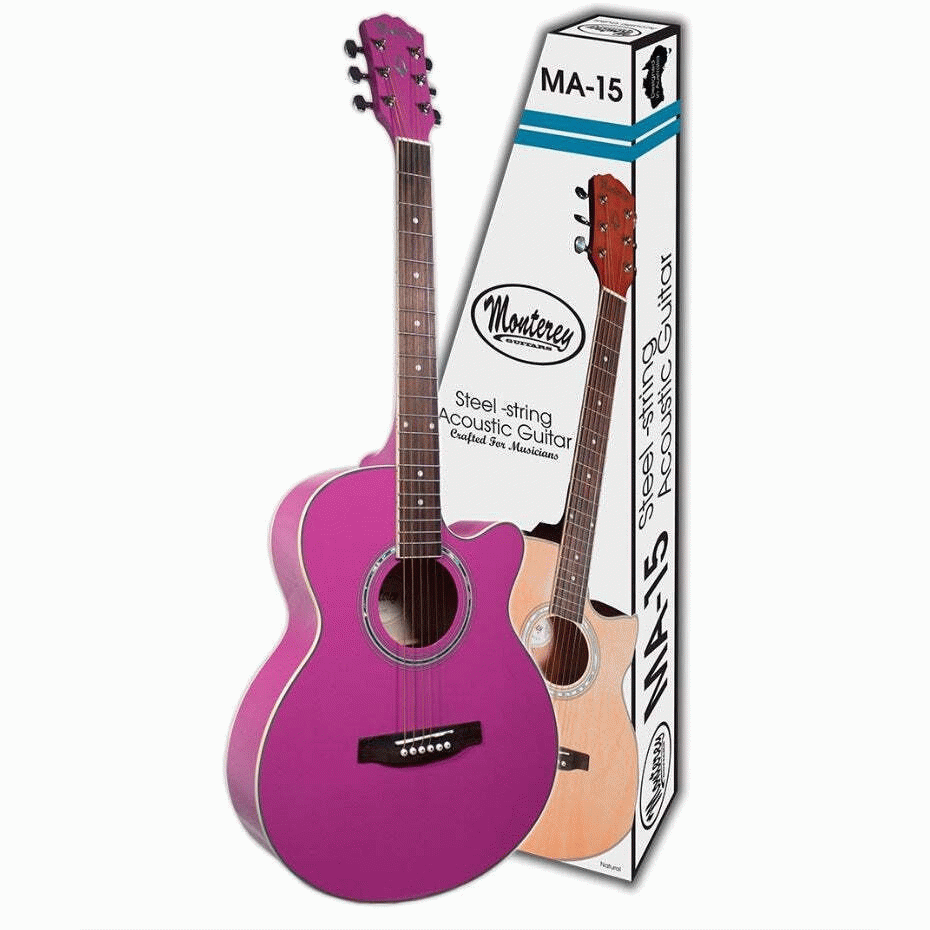 Monterey Folksize Acoustic Guitar with Cutaway | Pink