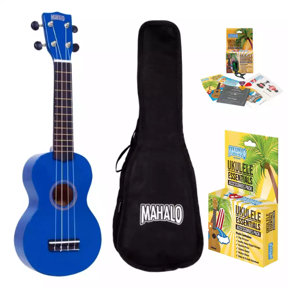 Mahalo MR1BUK Soprano Ukulele Blue With Gig Bag - Pack