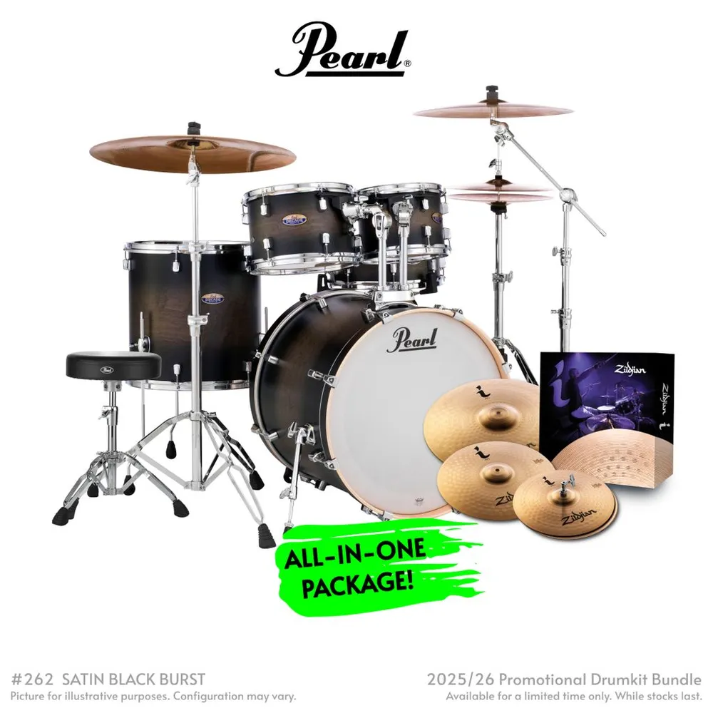 Pearl Fusion Plus 22 Inch Decade Maple Drum Kit | Satin Black Burst