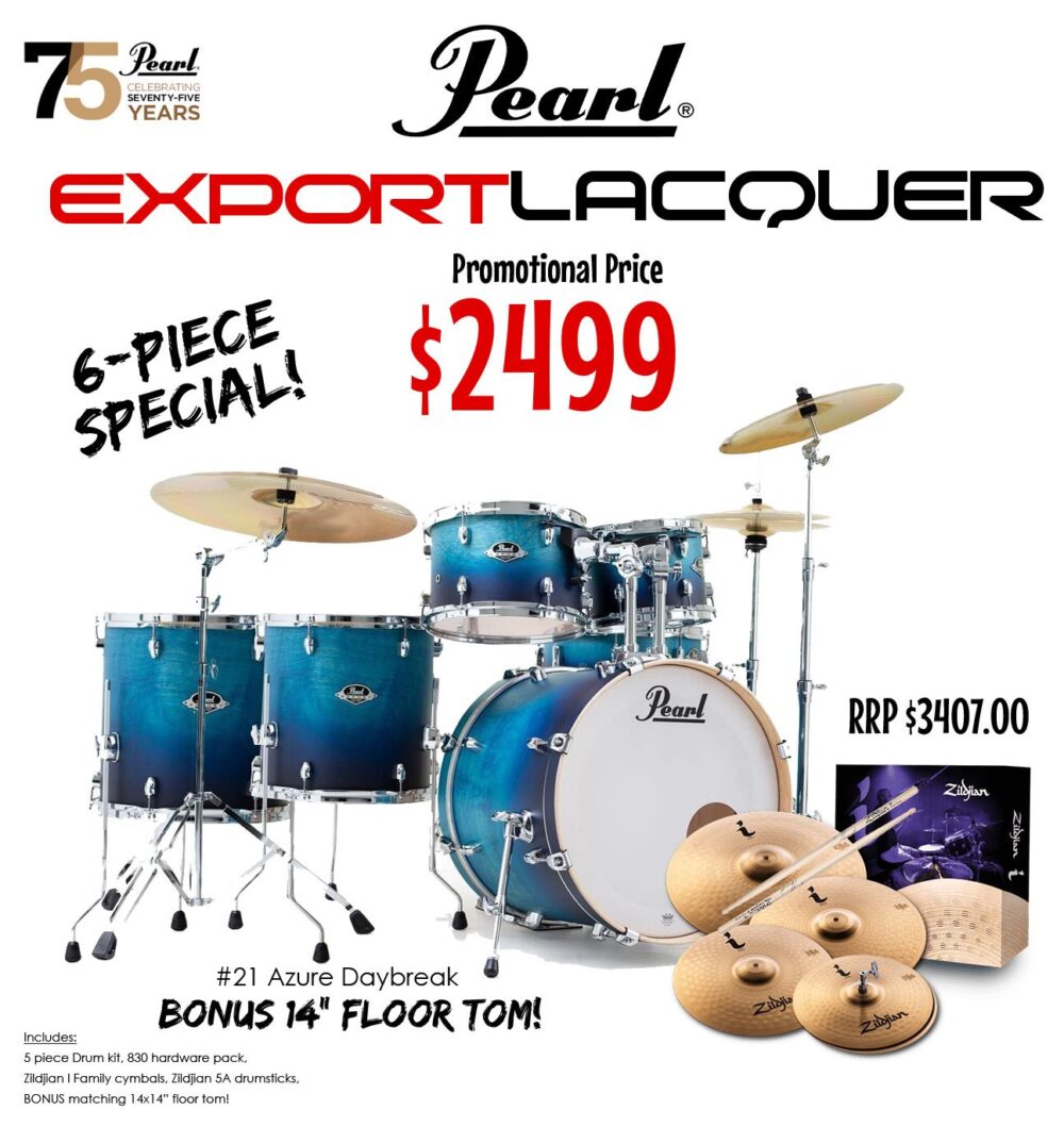 Pearl Export Plus 22 EXL Lacquer Drum Kit Azure Daybreak