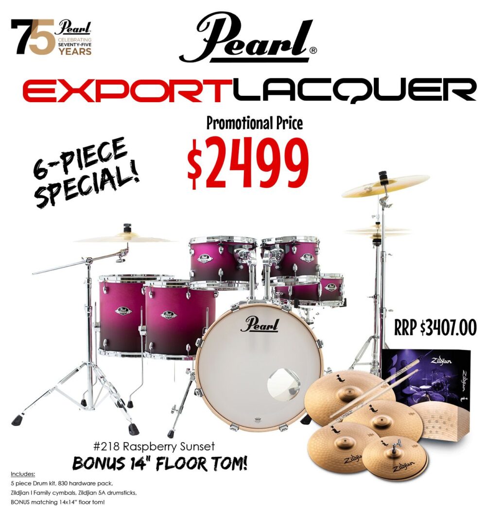 Pearl Export Plus 22 EXL Lacquer Drum Kit Raspberry Sunset