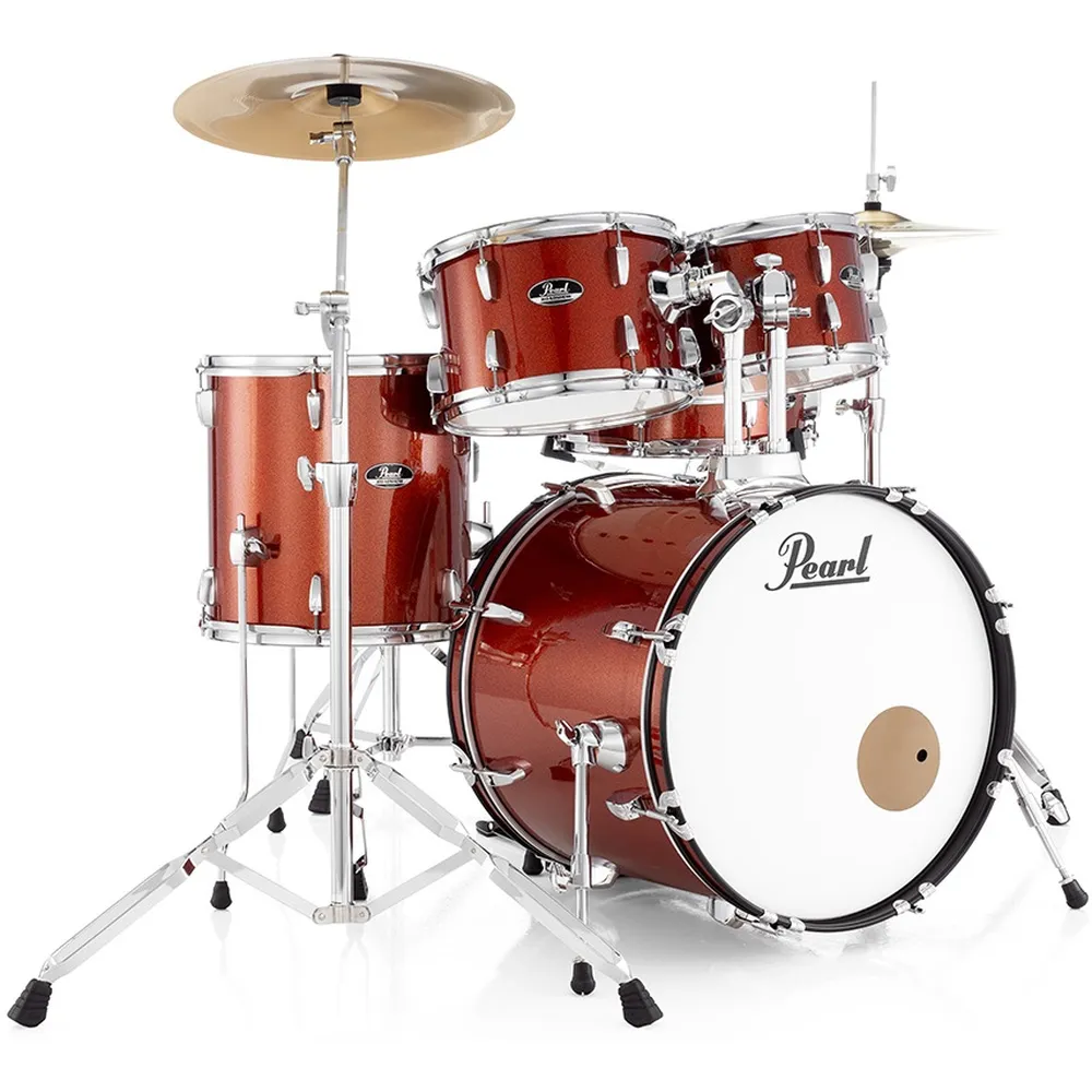 Pearl Roadshow 5 Piece Acoustic Drum Kit 22 Inch with Cymbals | Burnt Orange Sparkle