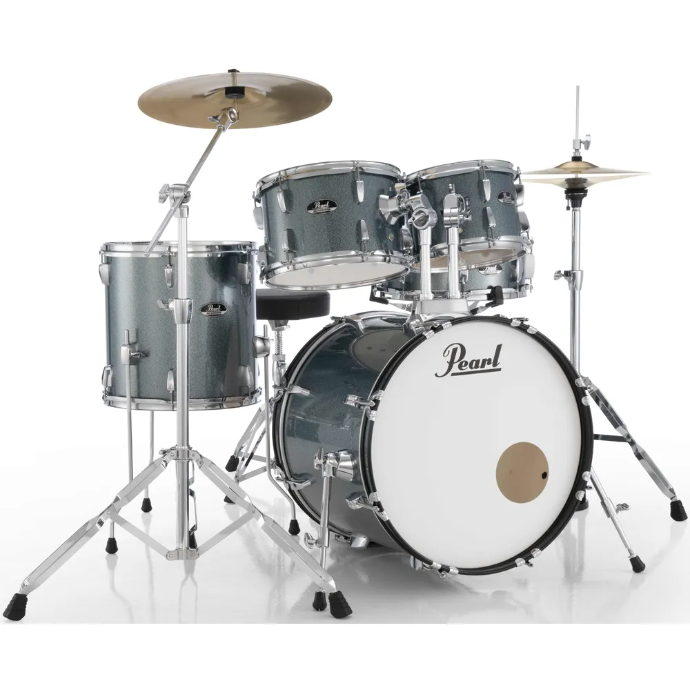 Pearl Roadshow 5 Piece Acoustic Drum Kit 22 Inch with Cymbals | Aqua Blue Glitter