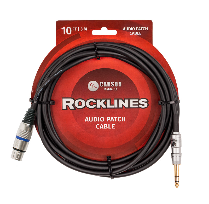 CARSON Rocklines 6.3 Mono Jack Plug (M) to XLR (F) Cable - 10FT