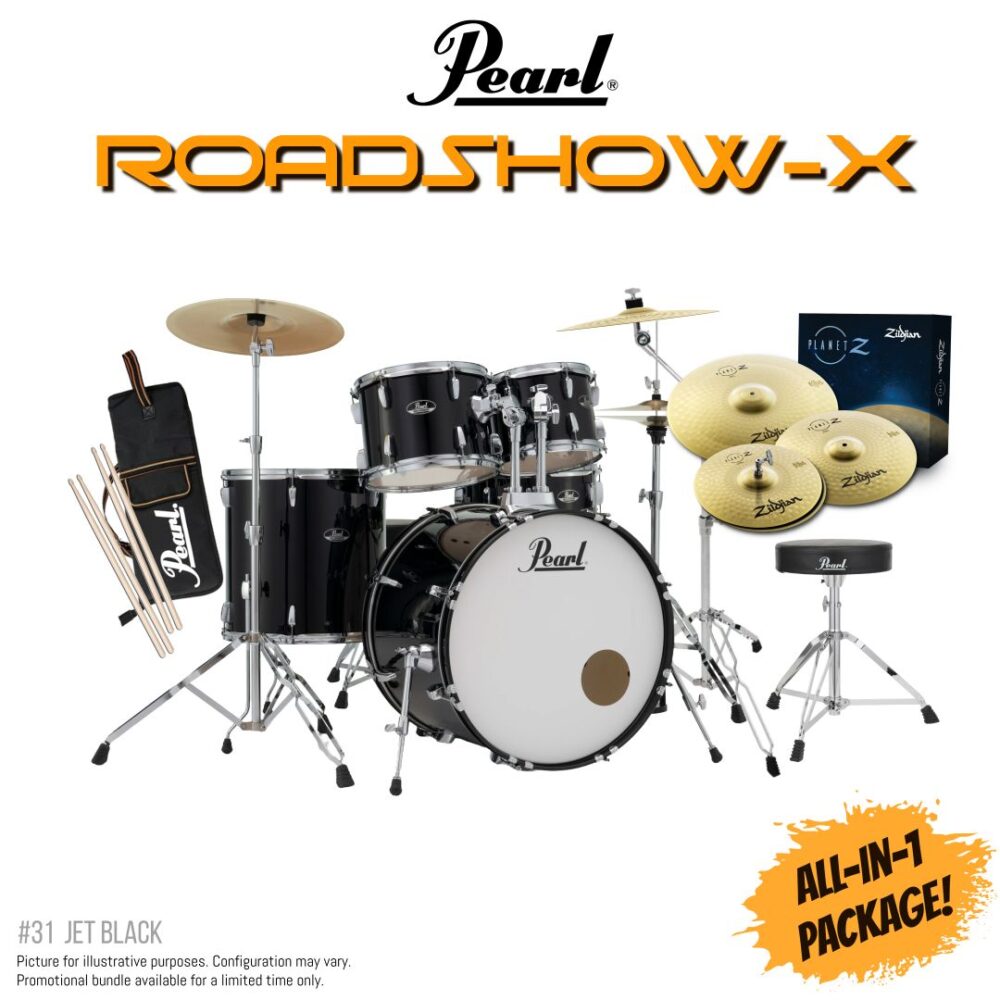 Pearl Roadshow X 22 Inch Acoustic Drum Kit Jet Black
