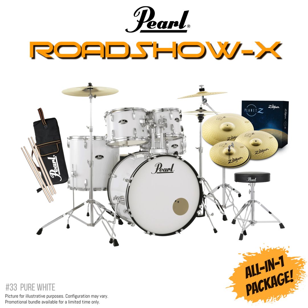 Pearl Roadshow X 22 Inch Acoustic Drum Kit Pure White