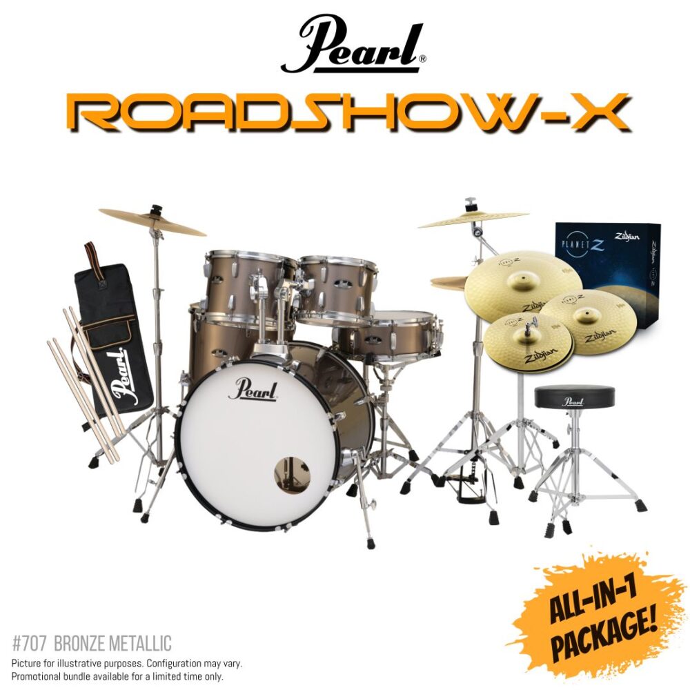 Pearl Roadshow X 22 Inch Acoustic Drum Kit Bronze Metallic