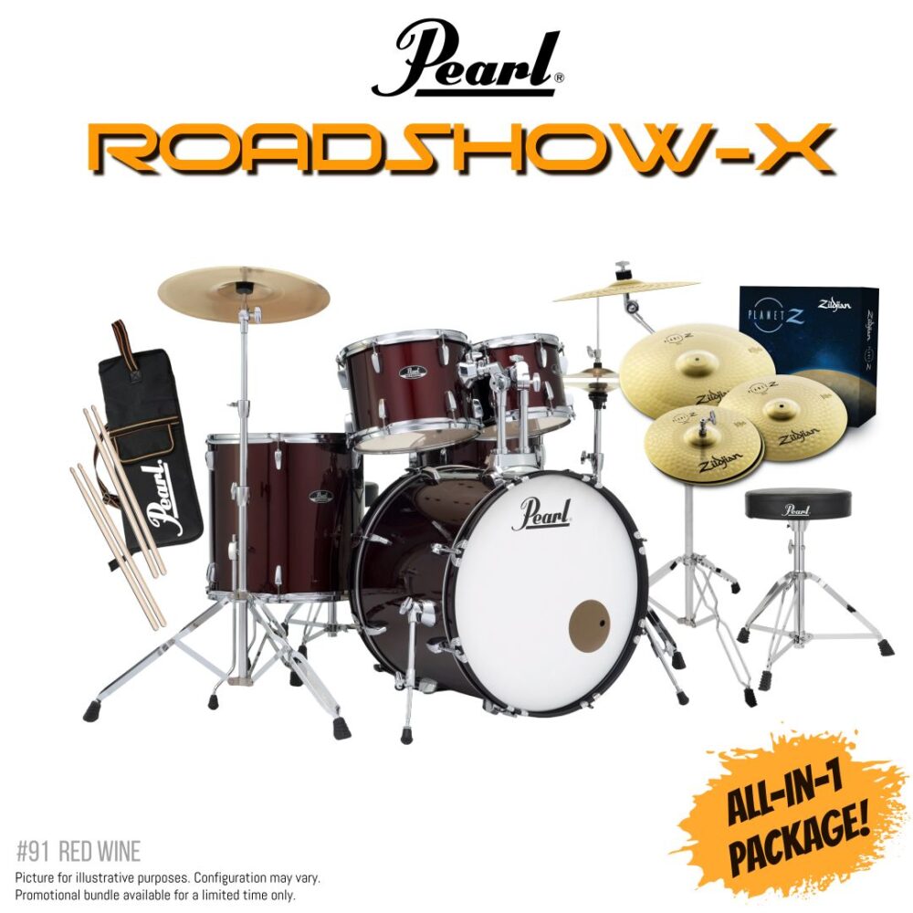 Pearl Roadshow X 22 Inch Acoustic Drum Kit Red Wine