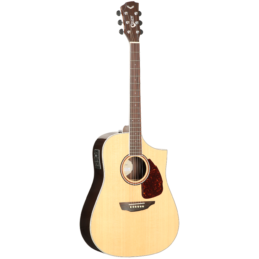 SGW Dreadnought Electric Acoustic Guitar With Florentine Cutaway Natural