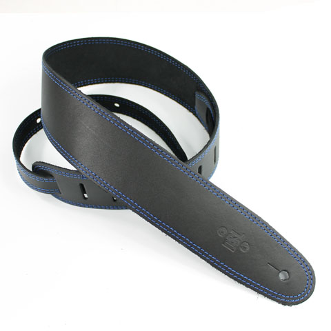 DSL Straps 2.5 Inch Single Ply Black/Blue Stitch - Made in Australia