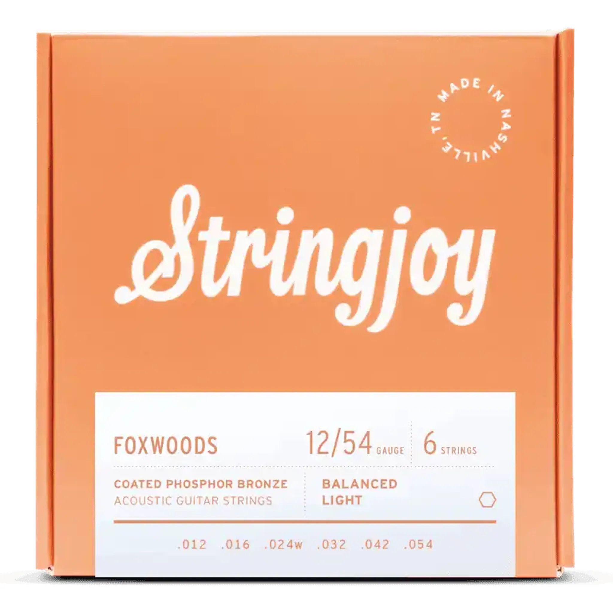 Stringjoy Foxwoods Light Gauge 12-54 Coated Phosphor Bronze Acoustic Guitar Strings