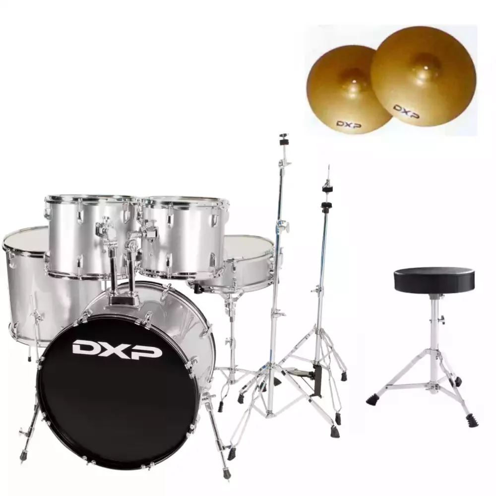 DXP Starter Acoustic Drum Kit with Cymbals Silver